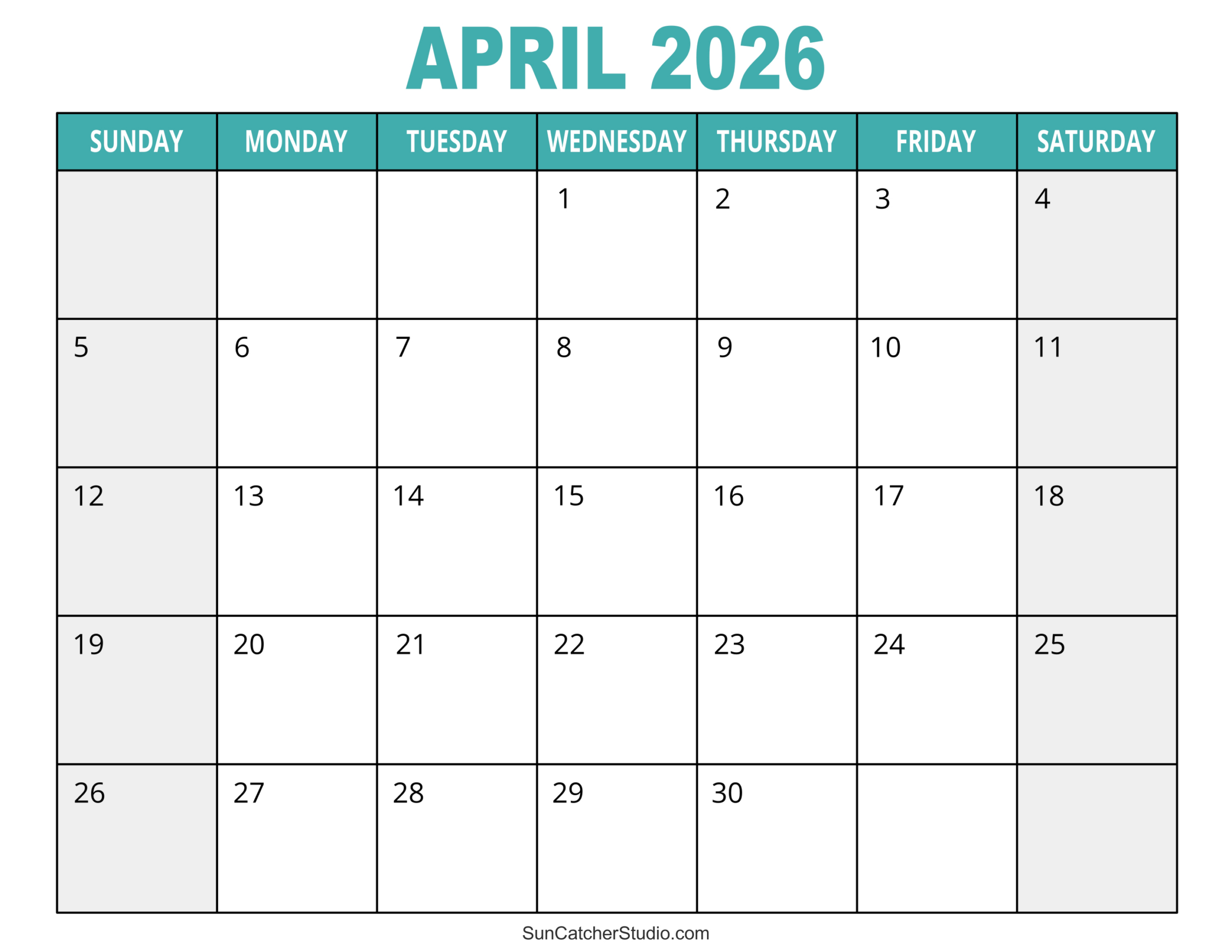 April 2026 Calendar (Free Printable) – Free Printables, Lettering intended for 2026 Calendar Printable Free Monthly
