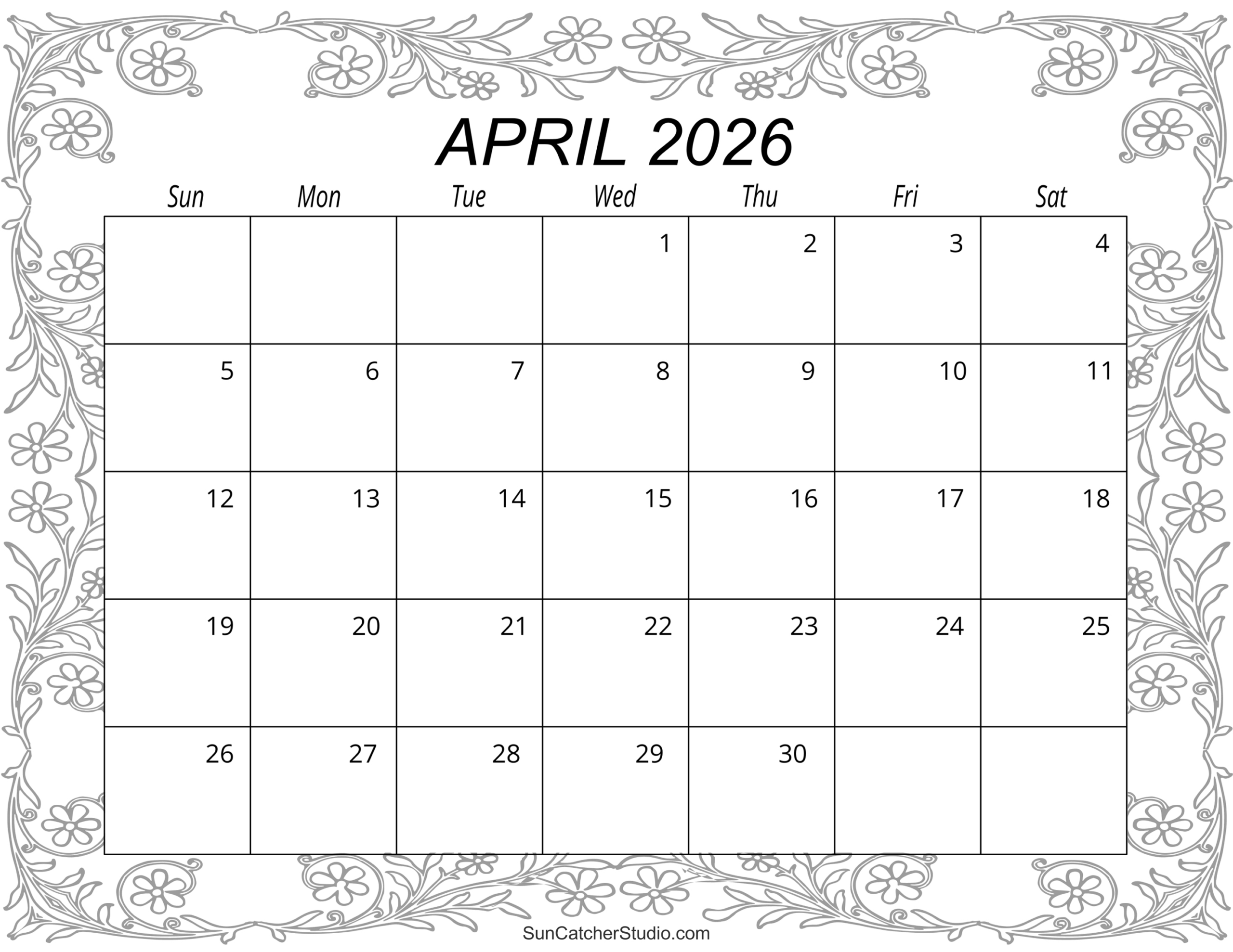 April 2026 Calendar (Free Printable) – Free Printables, Lettering intended for Free Printable Kids Calendar 2026 Monthly