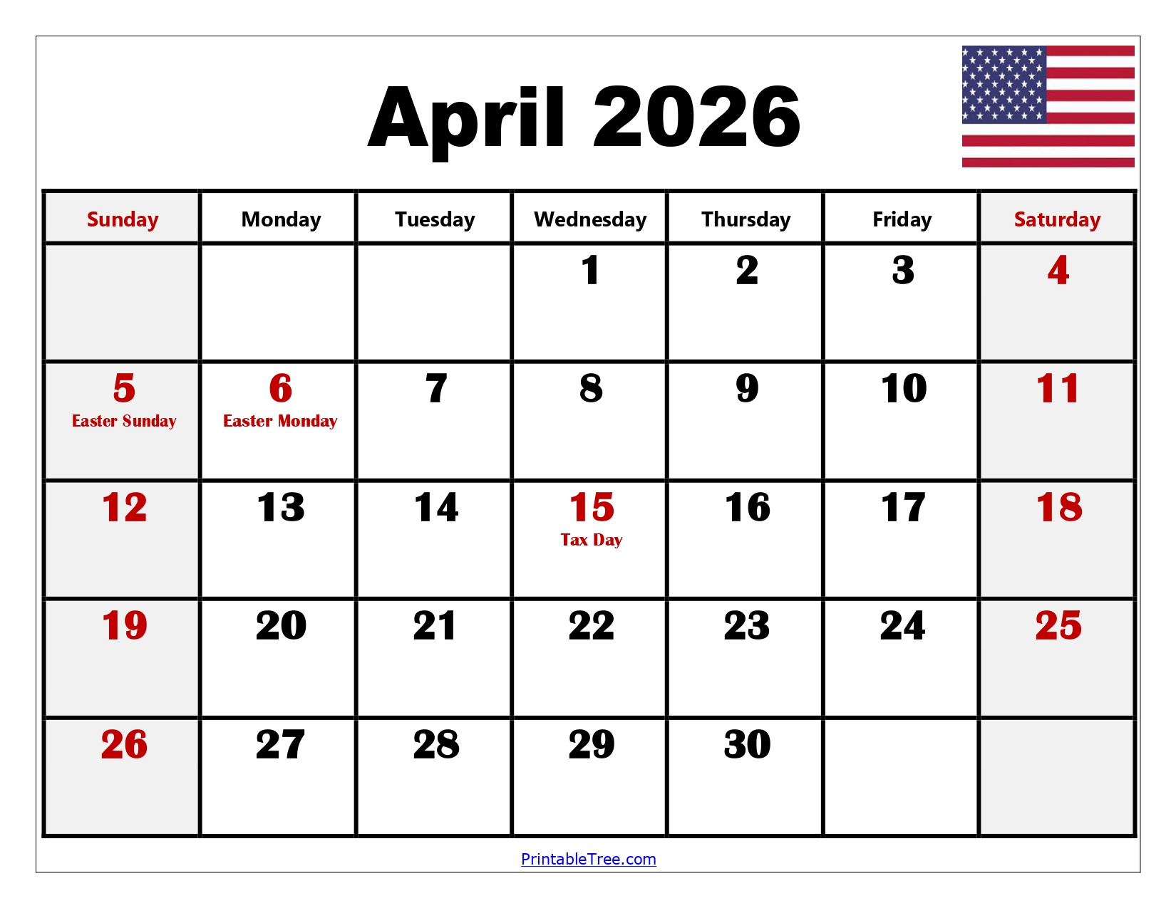 April 2026 Calendar Printable Pdf With Holidays Templates regarding Spring Break 2026 Calendar Printable