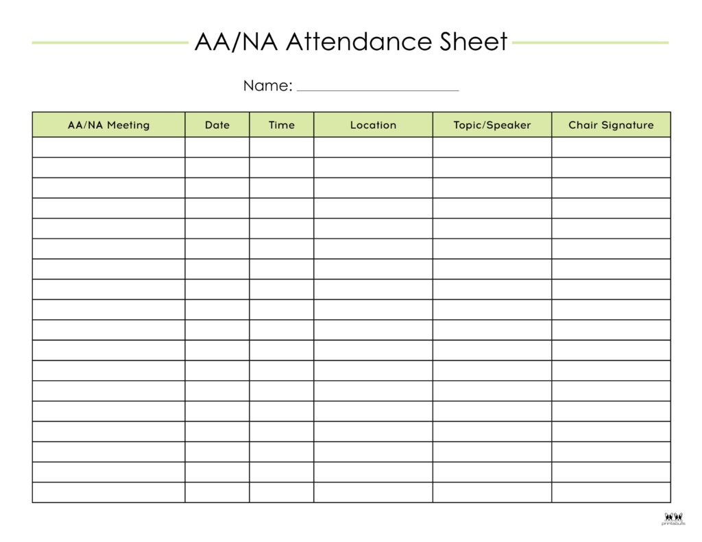 Attendance Sheets - 52 Free Printables | Printabulls for Attendance Sheet April 2026