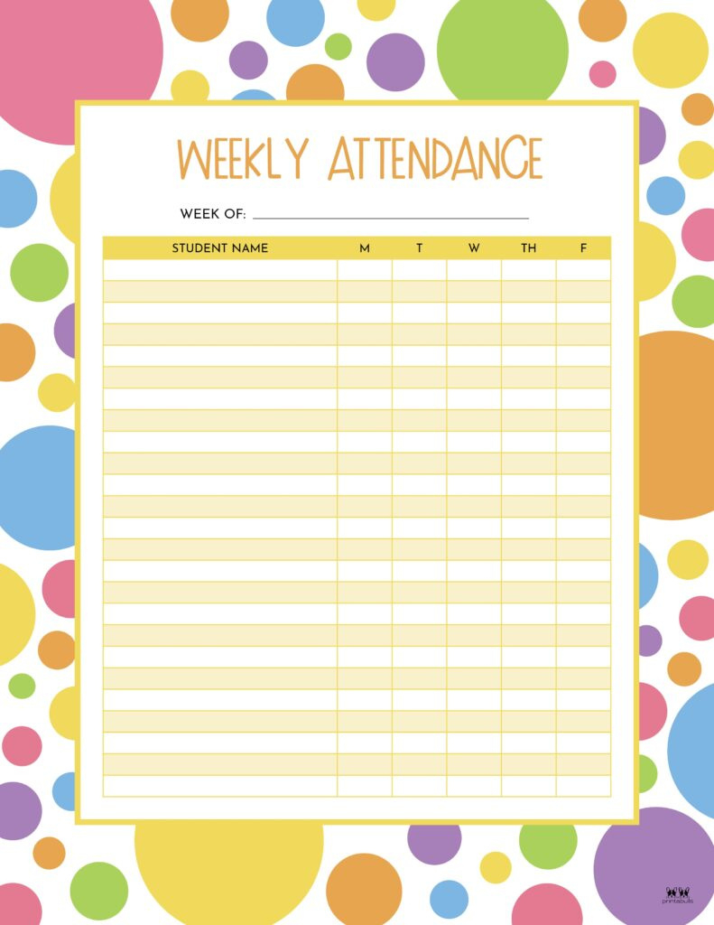 Attendance Sheets - 52 Free Printables | Printabulls in Sunday School Attendance 2026