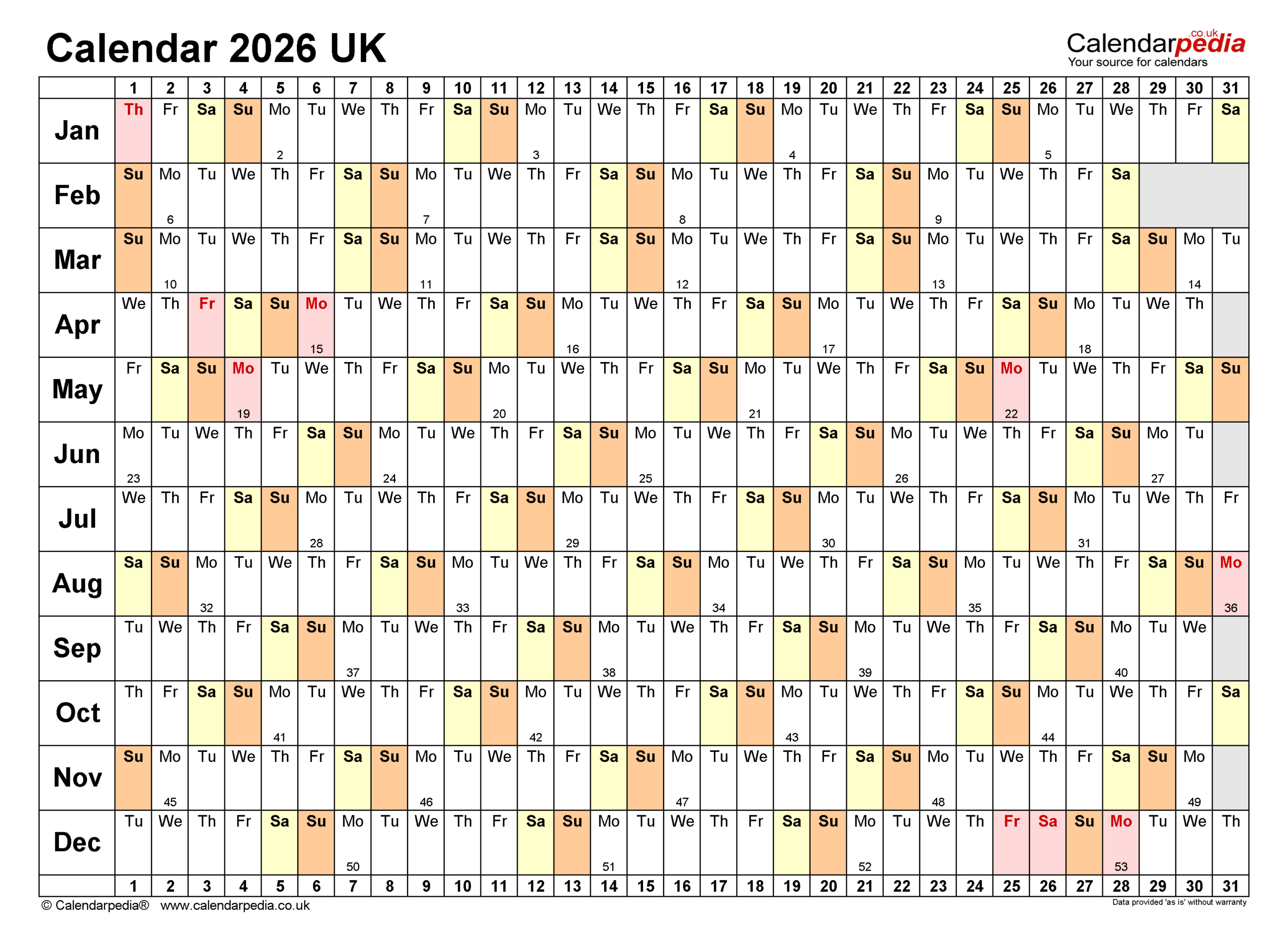 Calendar 2026 (Uk) - Free Printable Pdf Templates pertaining to Wall Calendar 2026 Printable