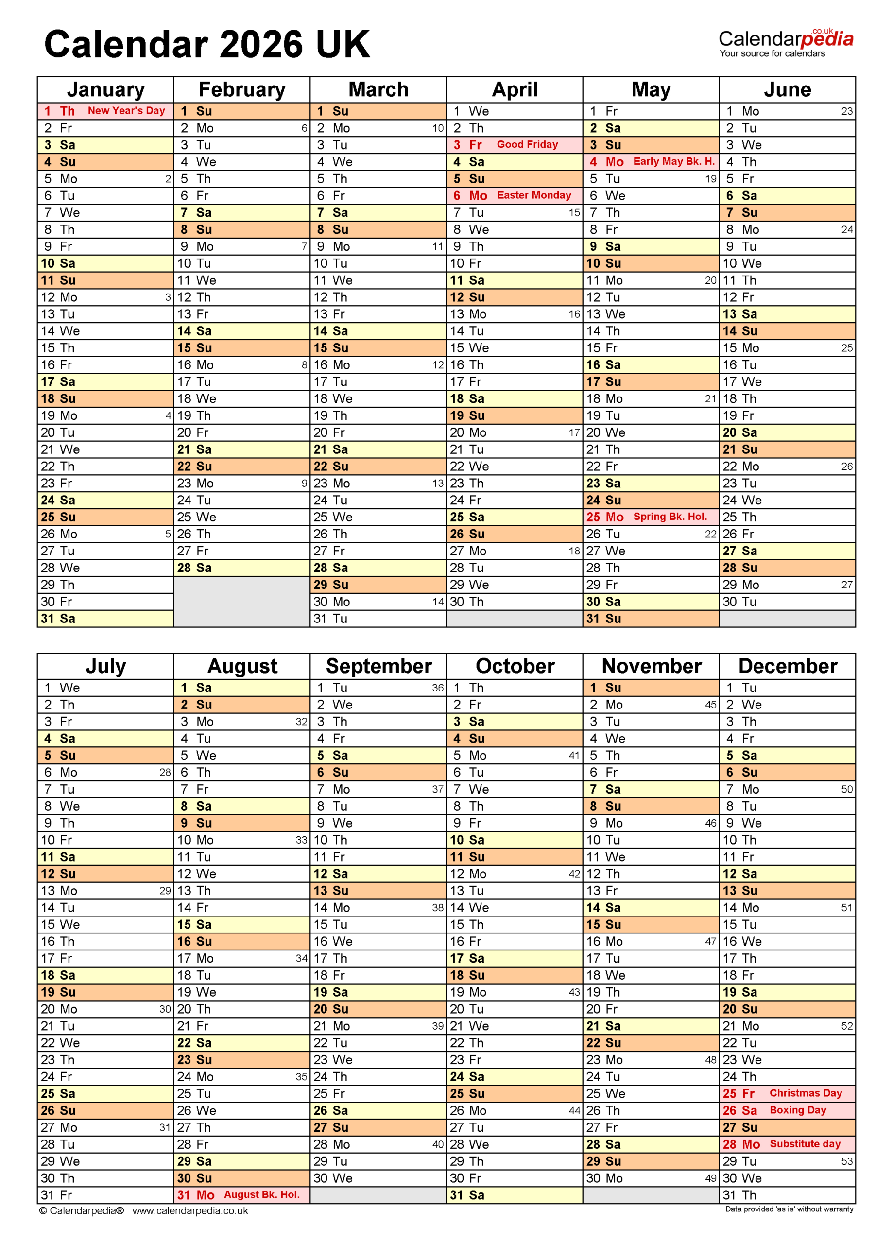 Calendar 2026 (Uk) - Free Printable Pdf Templates with regard to 6 Month Calendar 2026 Printable Free