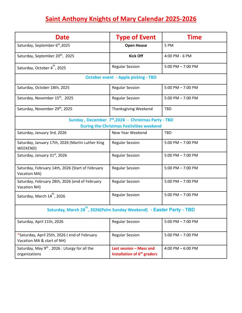 Calendar &amp;amp; Events – St Anthony Maronite Church within Maronite Liturgical Calendar 2026