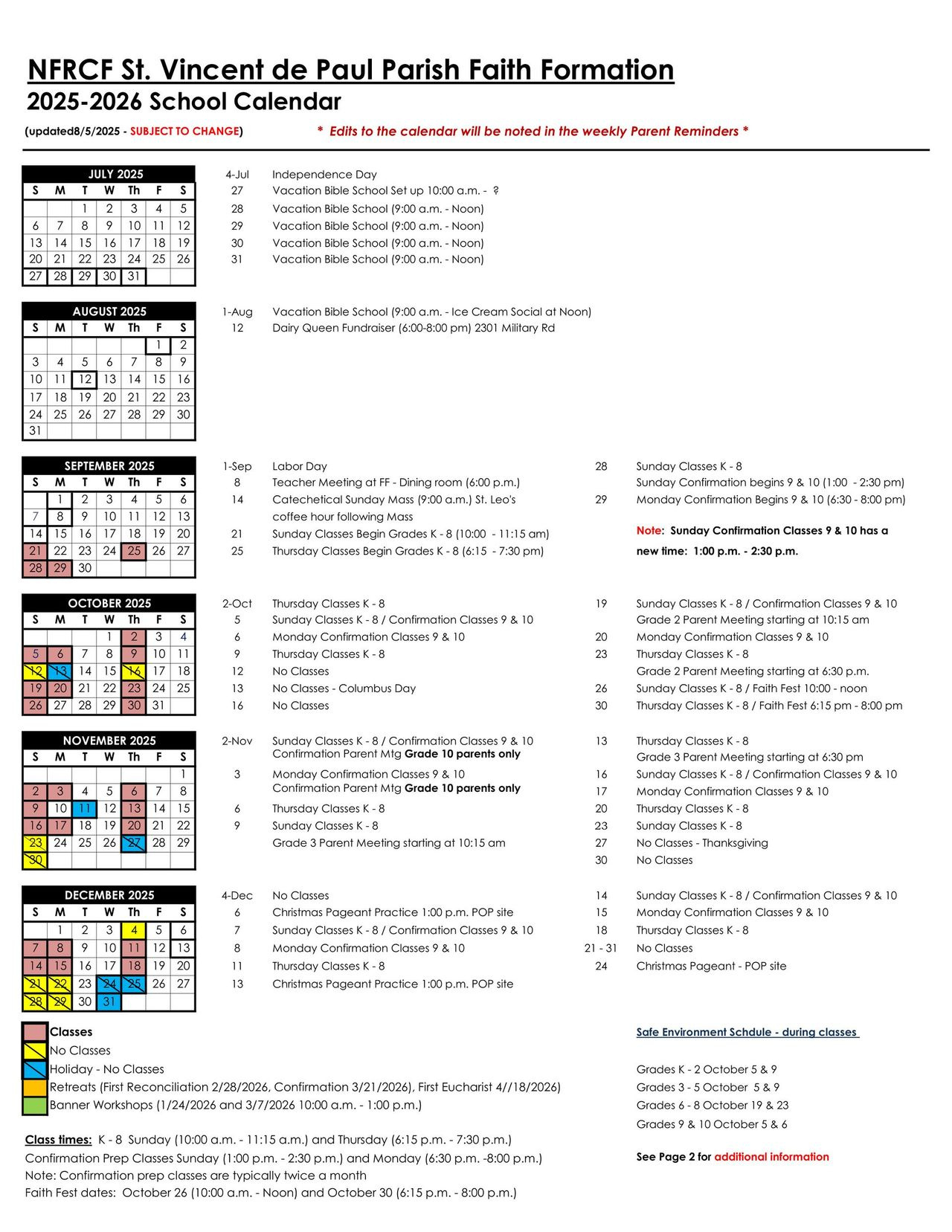 Calendar within Niagara Catholic School Board Calendar 2026