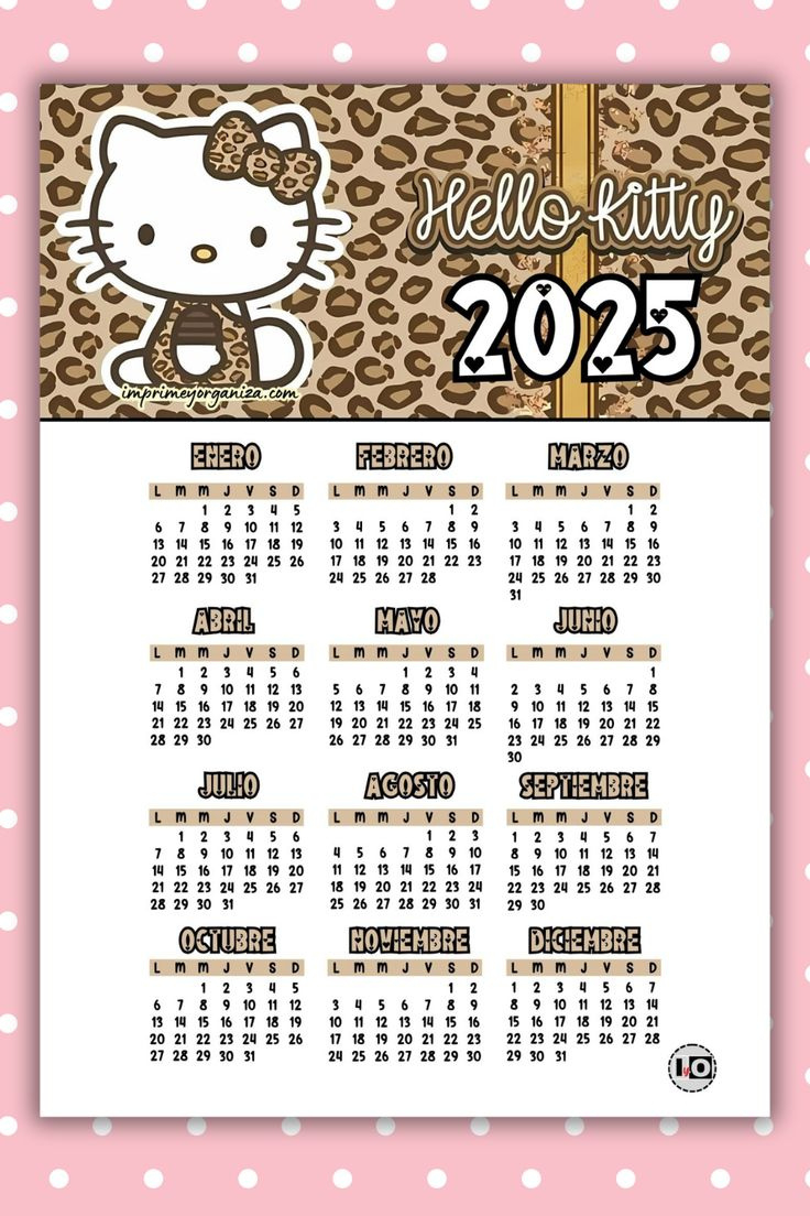 Calendario 2025 Hello Kitty Animal Print with regard to Hello Kitty December 2025 Calendar