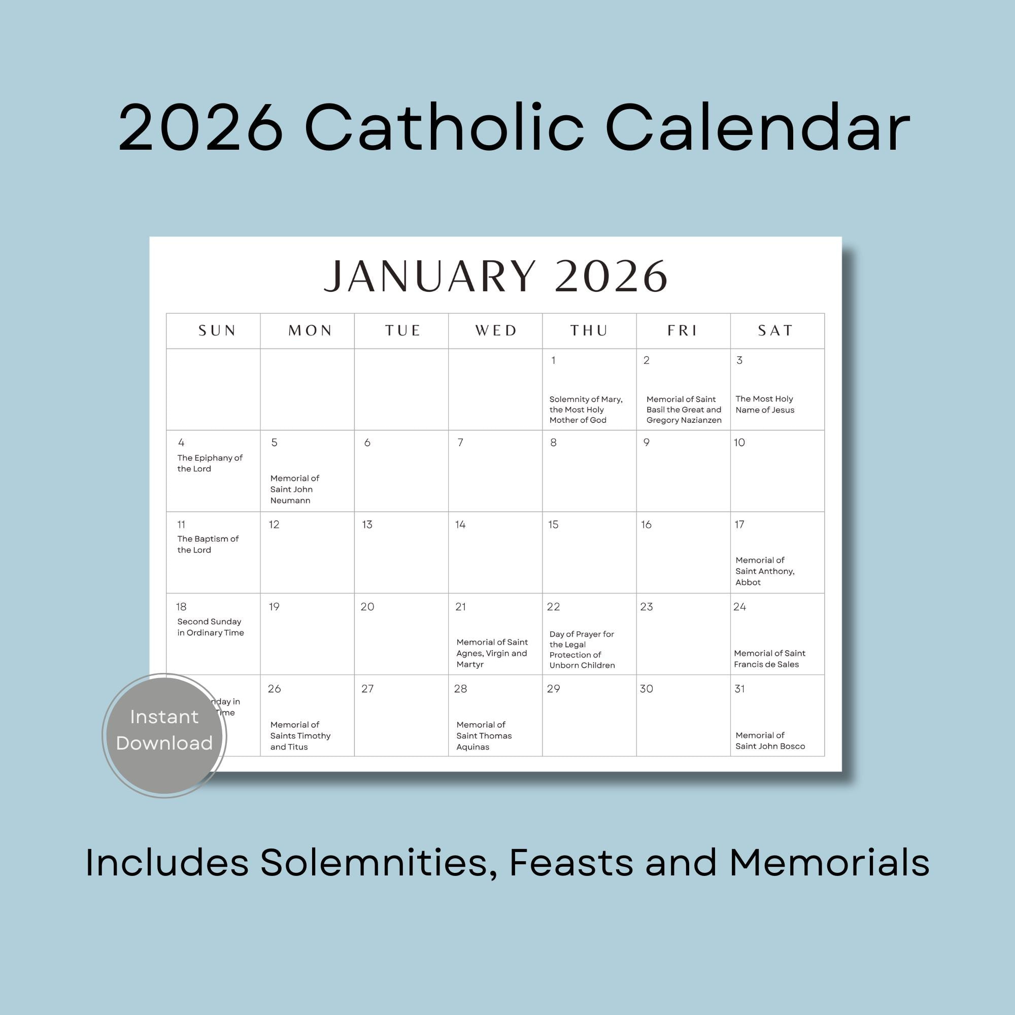 Catholic Desk Calendar 2026 - Etsy inside Nyc Catholic School Calendar 2026 To 2027