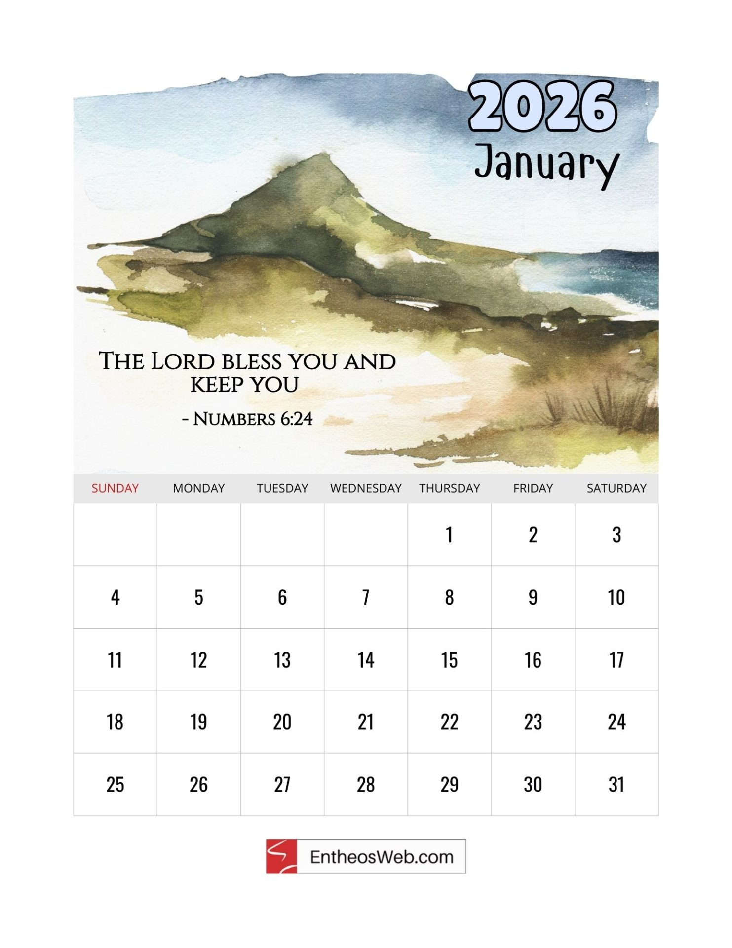 Christian 2026 Calendar With Bible Verses | Entheosweb intended for Christian Calendar 2026 Printable