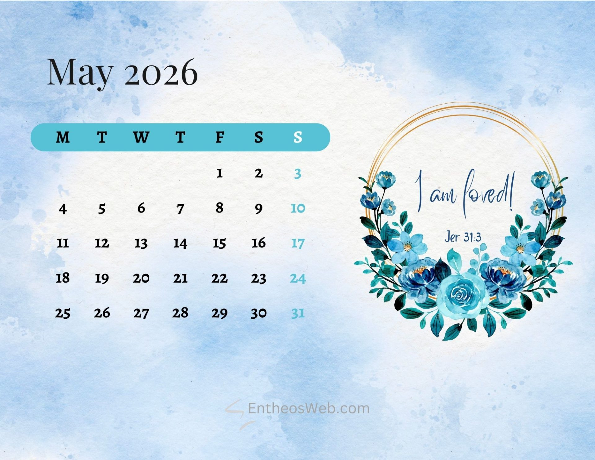 Christian Bible Floral 2026 Monthly Calendar Printable | Entheosweb throughout Christian Calendar 2026 Printable