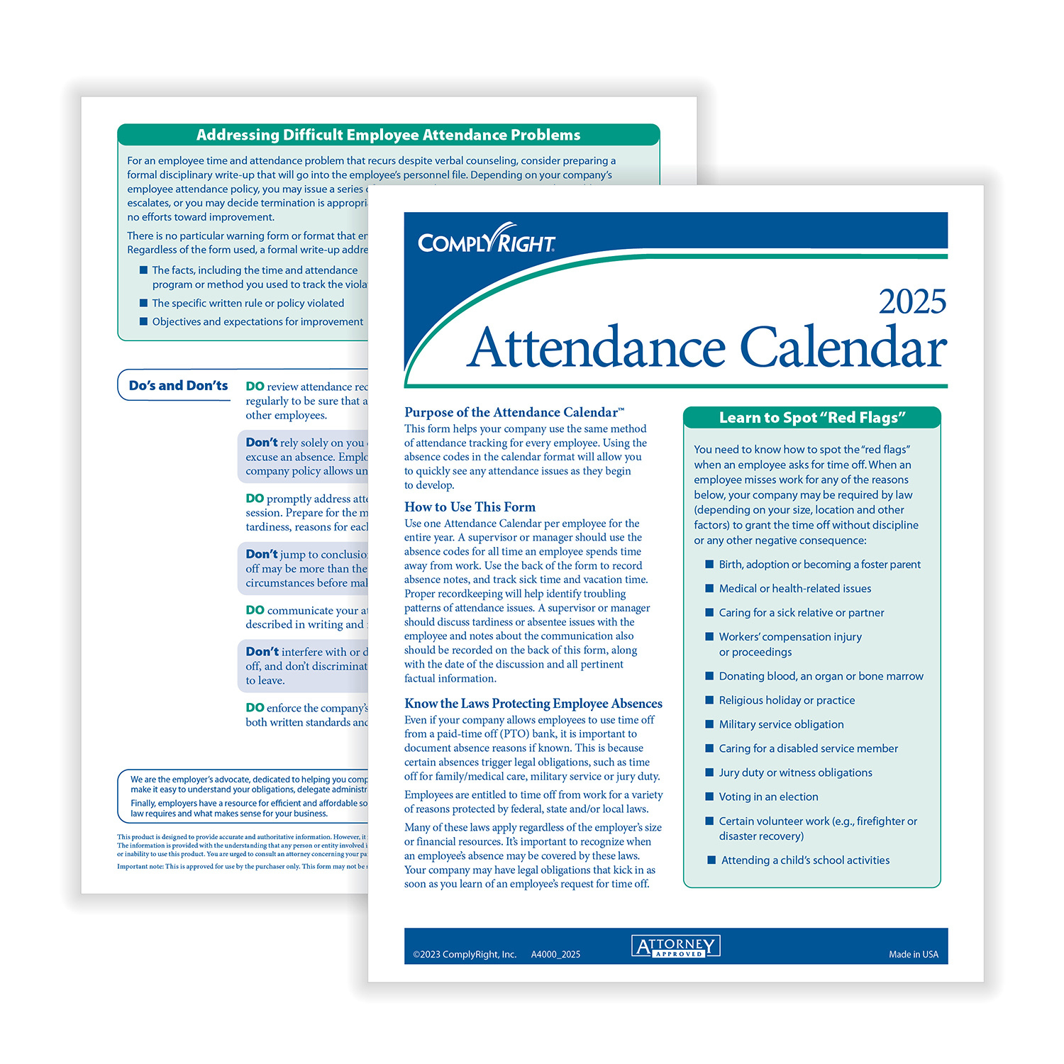 Complyright 2026 Attendance Calendar Set, 50 Forms/Pack (A1411W16Pk50 within Attendance of May 2026