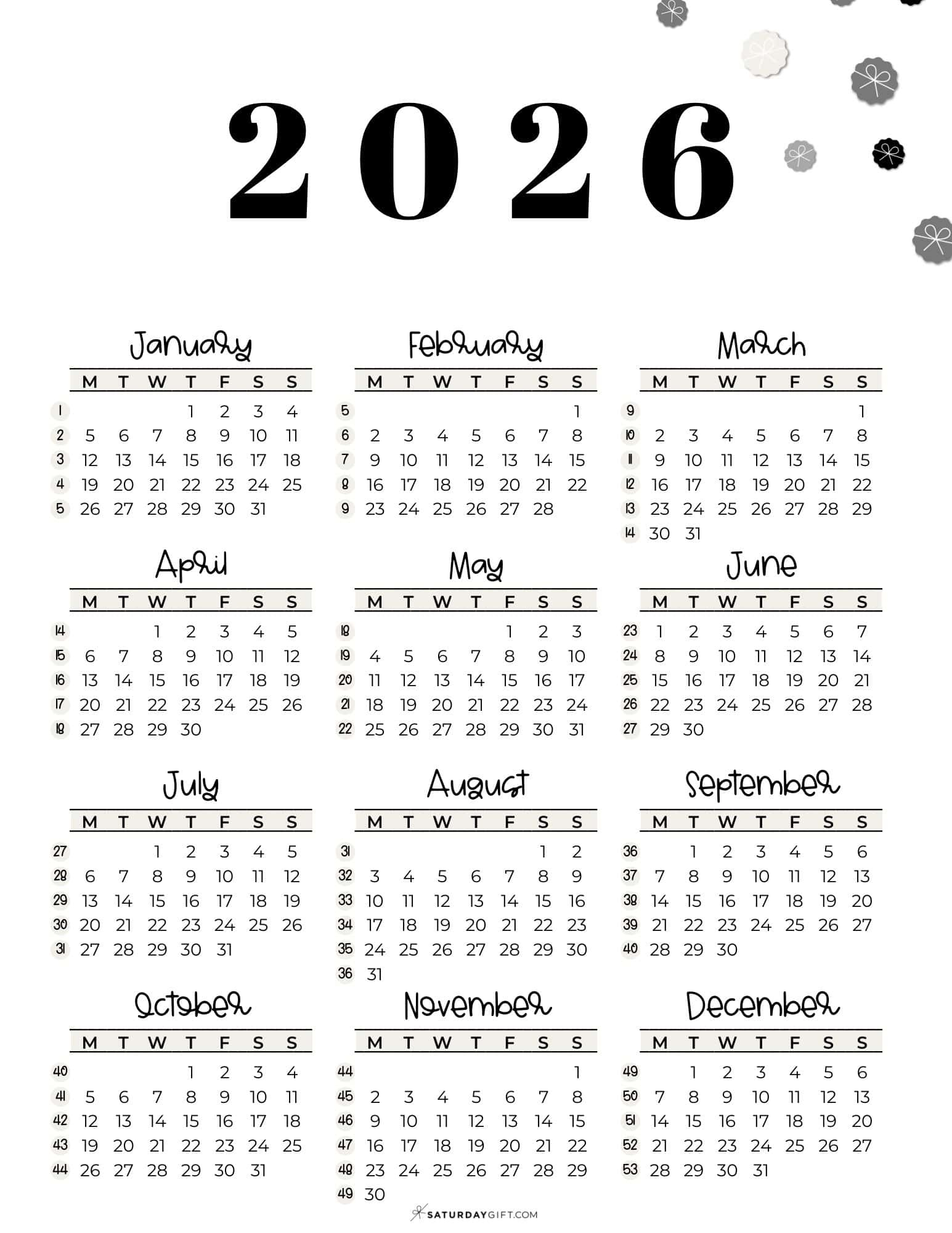 Current Week Number - What Week Of The Year Is It? for 2026 Calendar With Week Numbers Printable