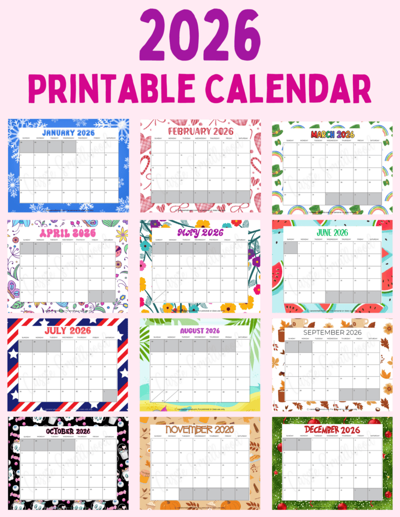 Cute Free Printable 2026 Monthly Calendar (Blank &amp;amp; With Holidays with regard to 2026 Calendar Printable Aesthetic