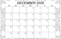 December 2026 Calendar (Free Printable) – Free Printables regarding December 2026 Calendar Printable