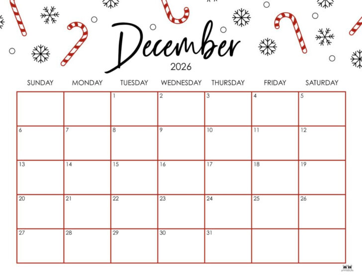 December 2026 Calendar Printable Free