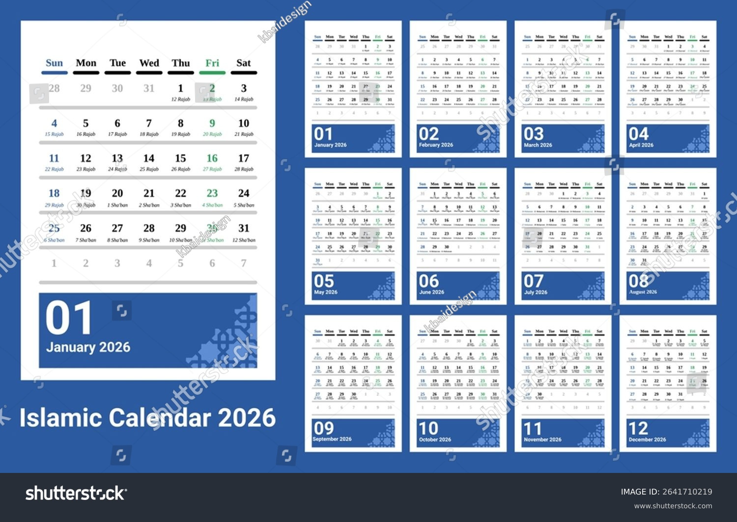 Desk Calendar 2026 Islamic Hijri Calendar: Stock-Vektorgrafik with regard to Islamic Calendar 2026 January February