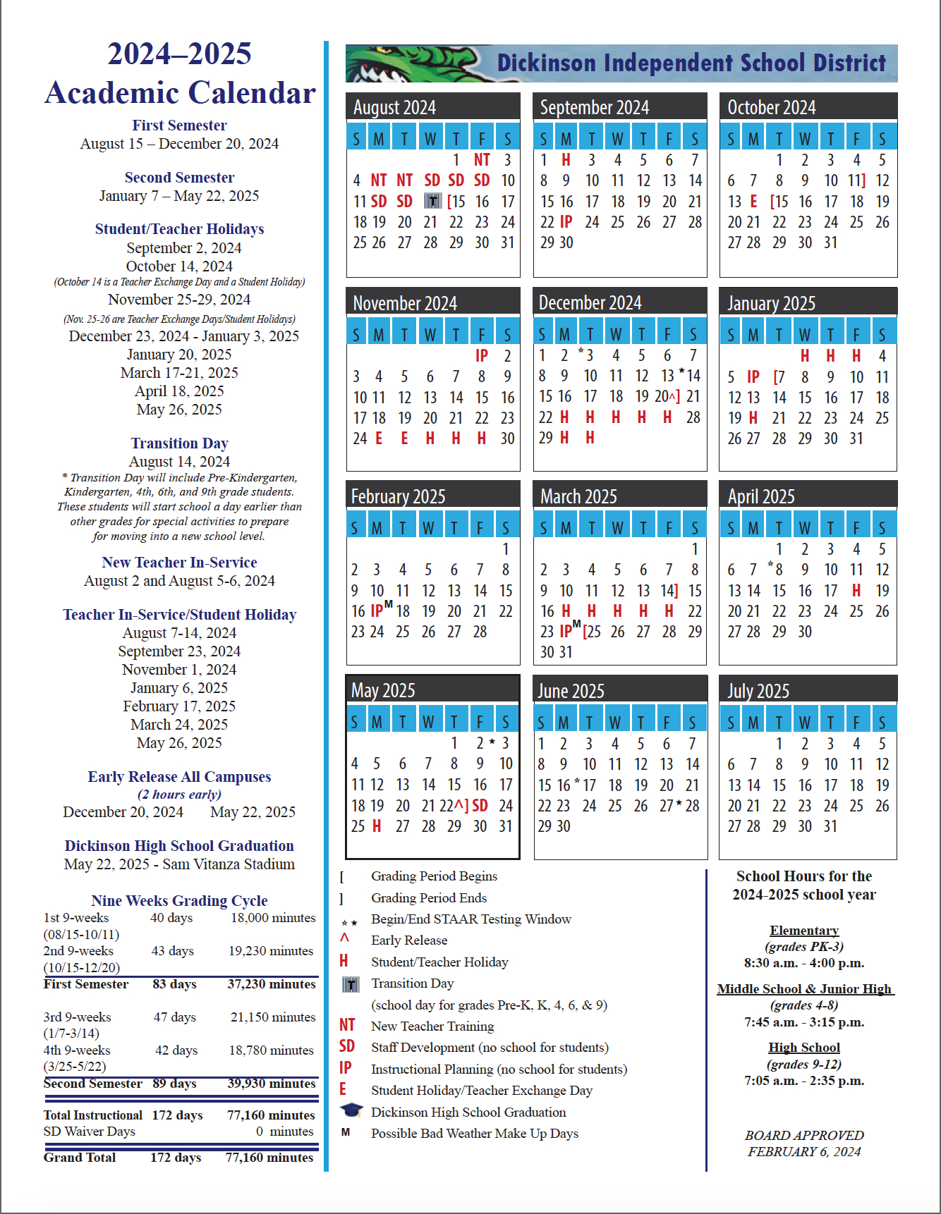 Dickinson Independent School District with Disd 2025 to 2026 Calendar Printable