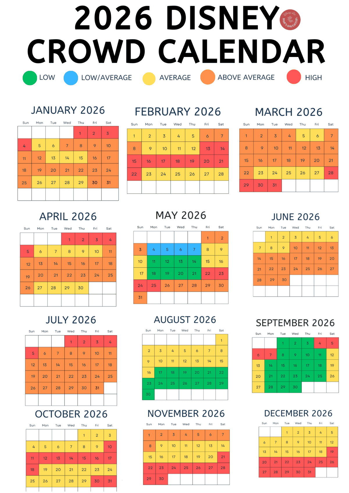 Disney World Crowd Calendar 2026 pertaining to Wdw Attendance Calendar 2026