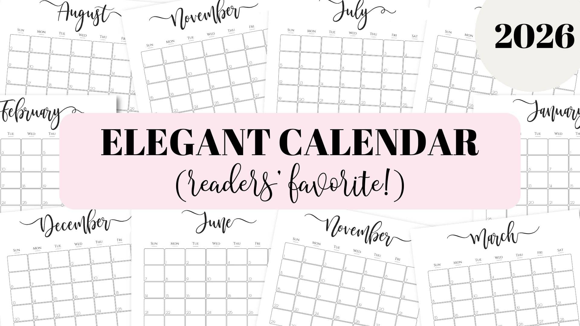 Elegant Printable Calendar 2026Saturdaygift - Readers&amp;#039; Favorite! with Free Monthly Calendar 2026 Printable by Month