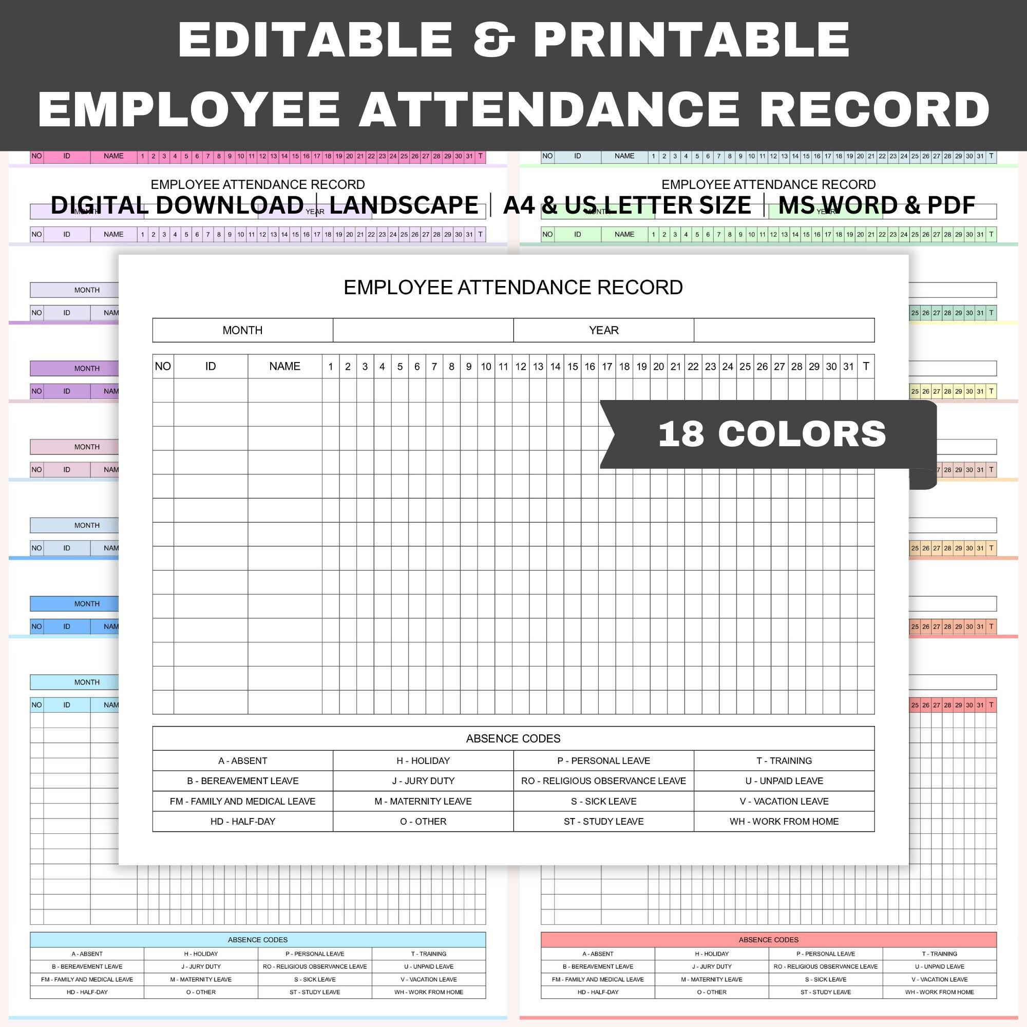 Employee Records Download - Etsy Uk regarding Ppe Employee Attendance Calendar 2026