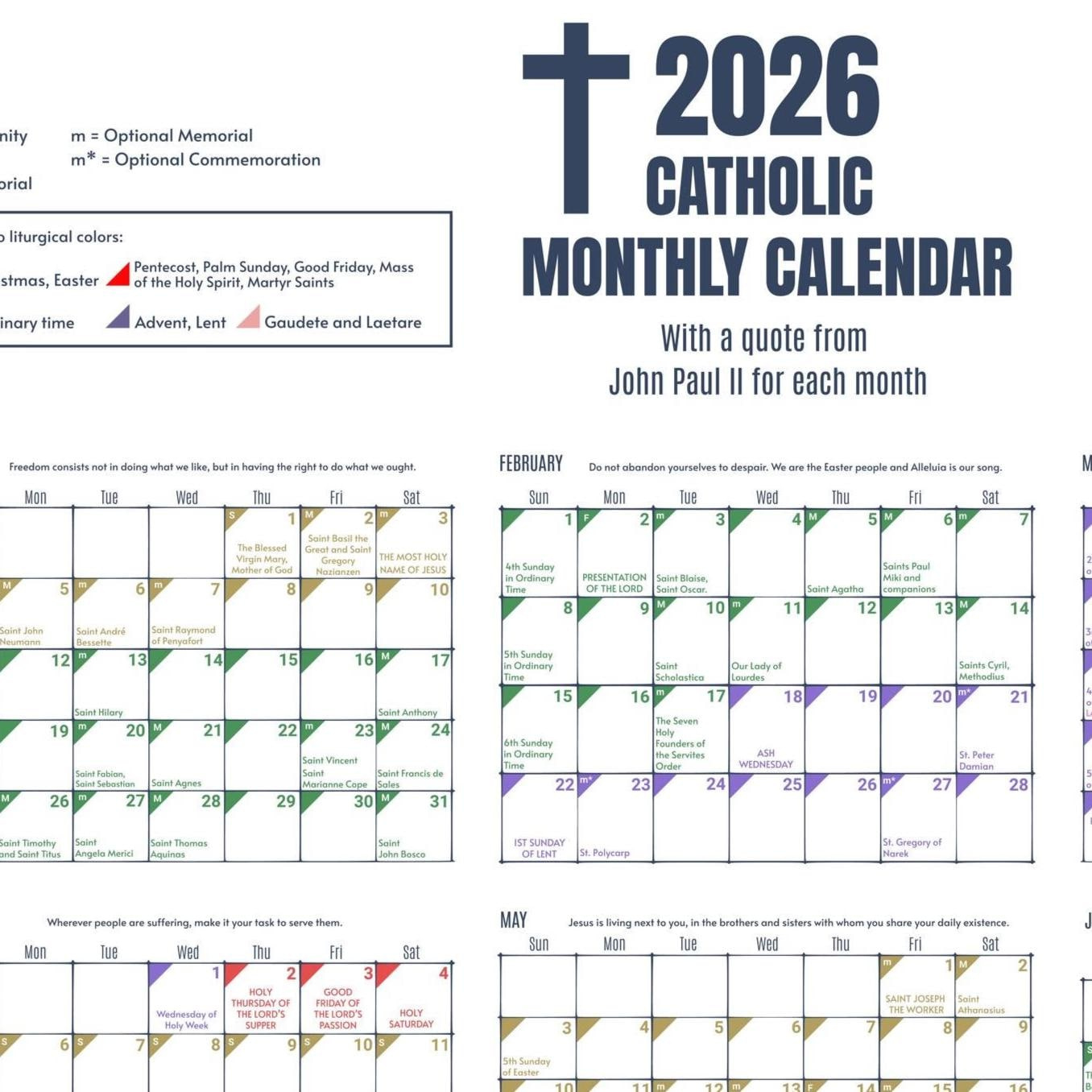 Episcopal Church Calendar 2026 Organization For Church And Clergy inside Catholic Calendar 2026 with Holidays