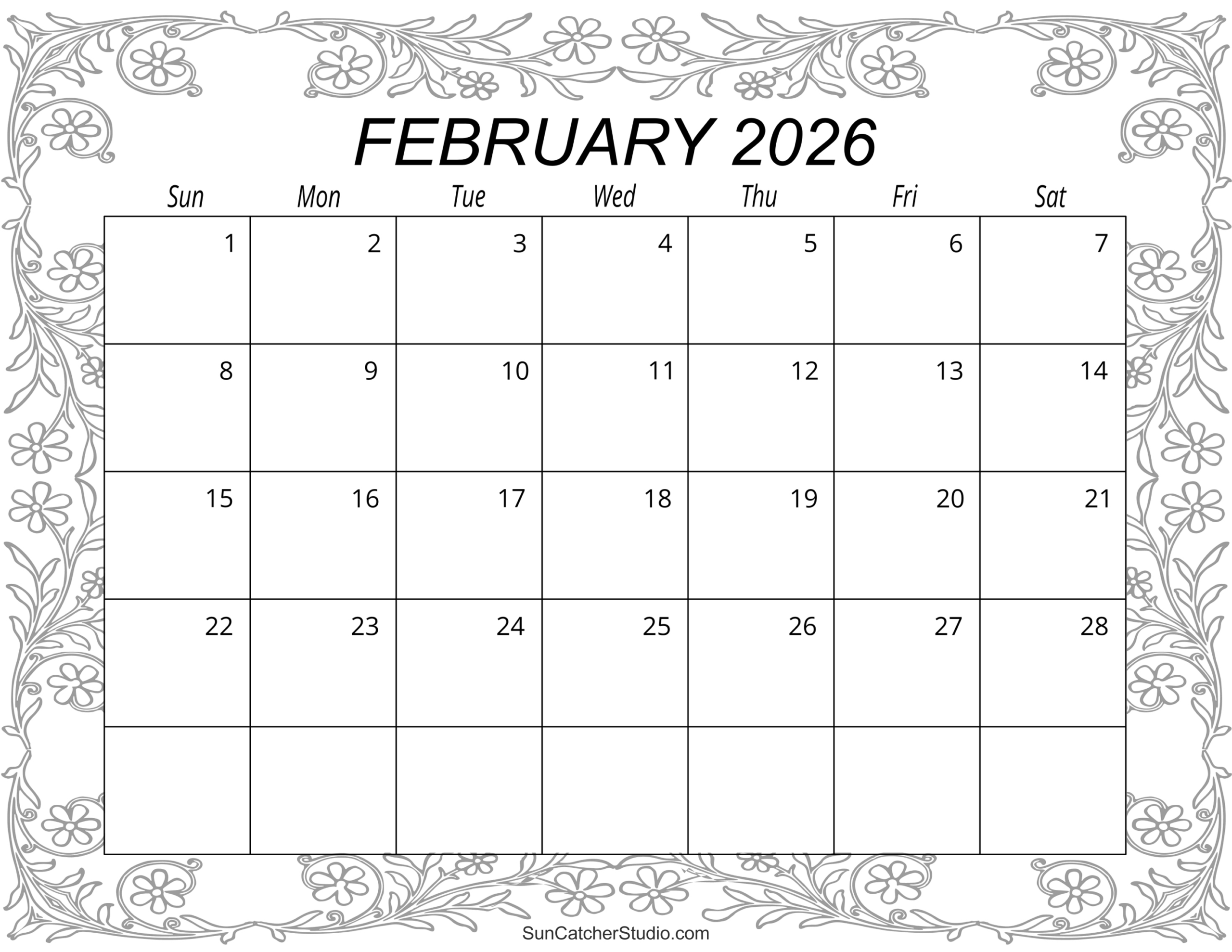 February 2026 Calendar (Free Printable) – Free Printables pertaining to February Calendar 2026 Printable