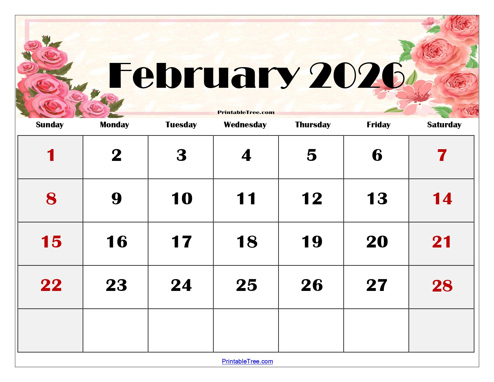 February 2026 Calendar Printable Pdf With Holidays Templates within February 2026 Calendar Printable With Holidays