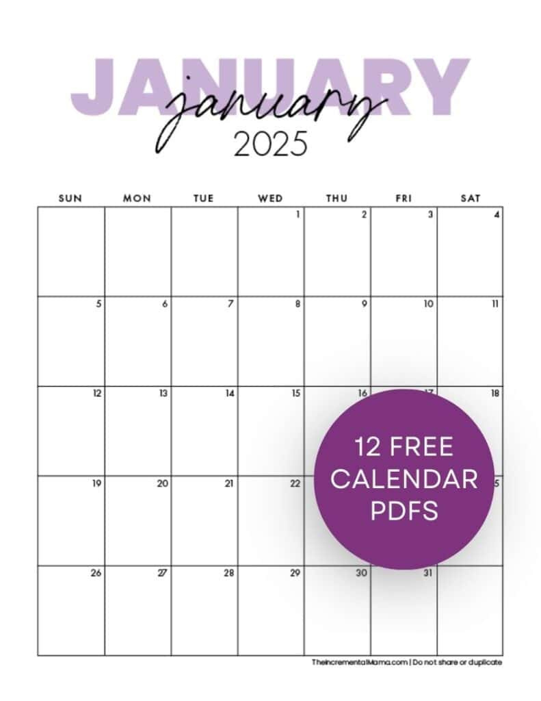 Free 2025 Monthly Calendar Template - January To December regarding January - December 2025 Calendar Printable