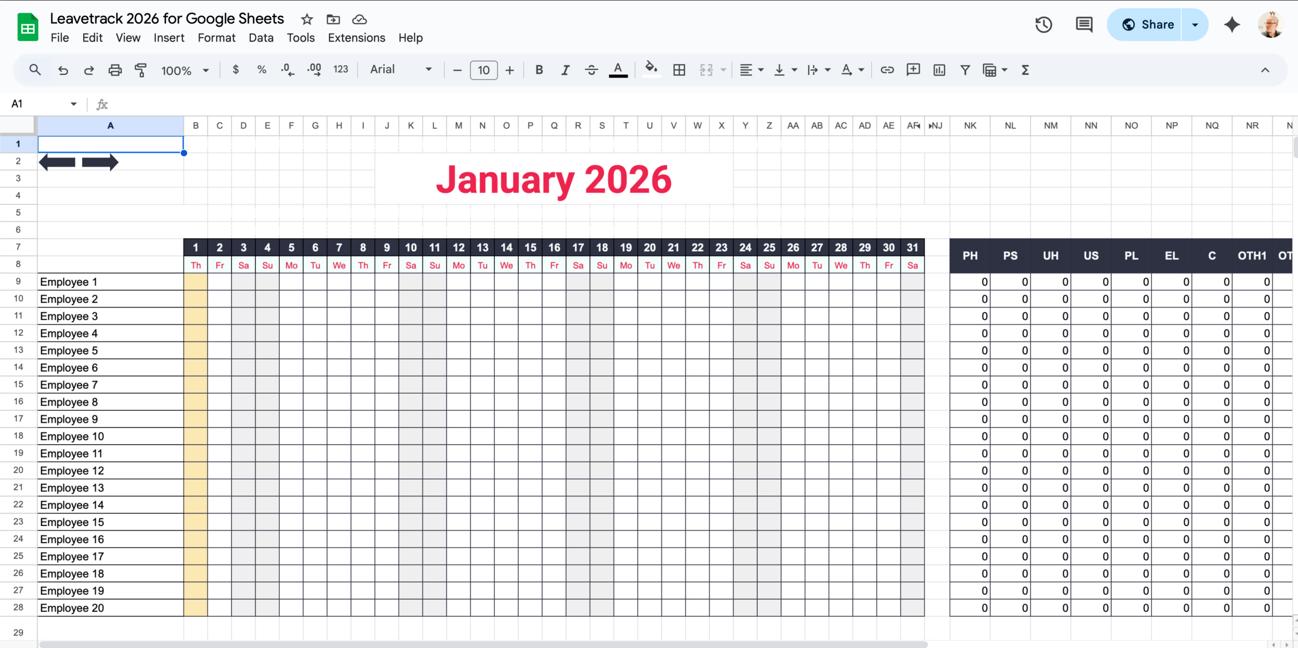 Free 2026 Excel And Google Sheets Holiday Planner - Employee Leave inside Absence Calendar 2026 Free Download