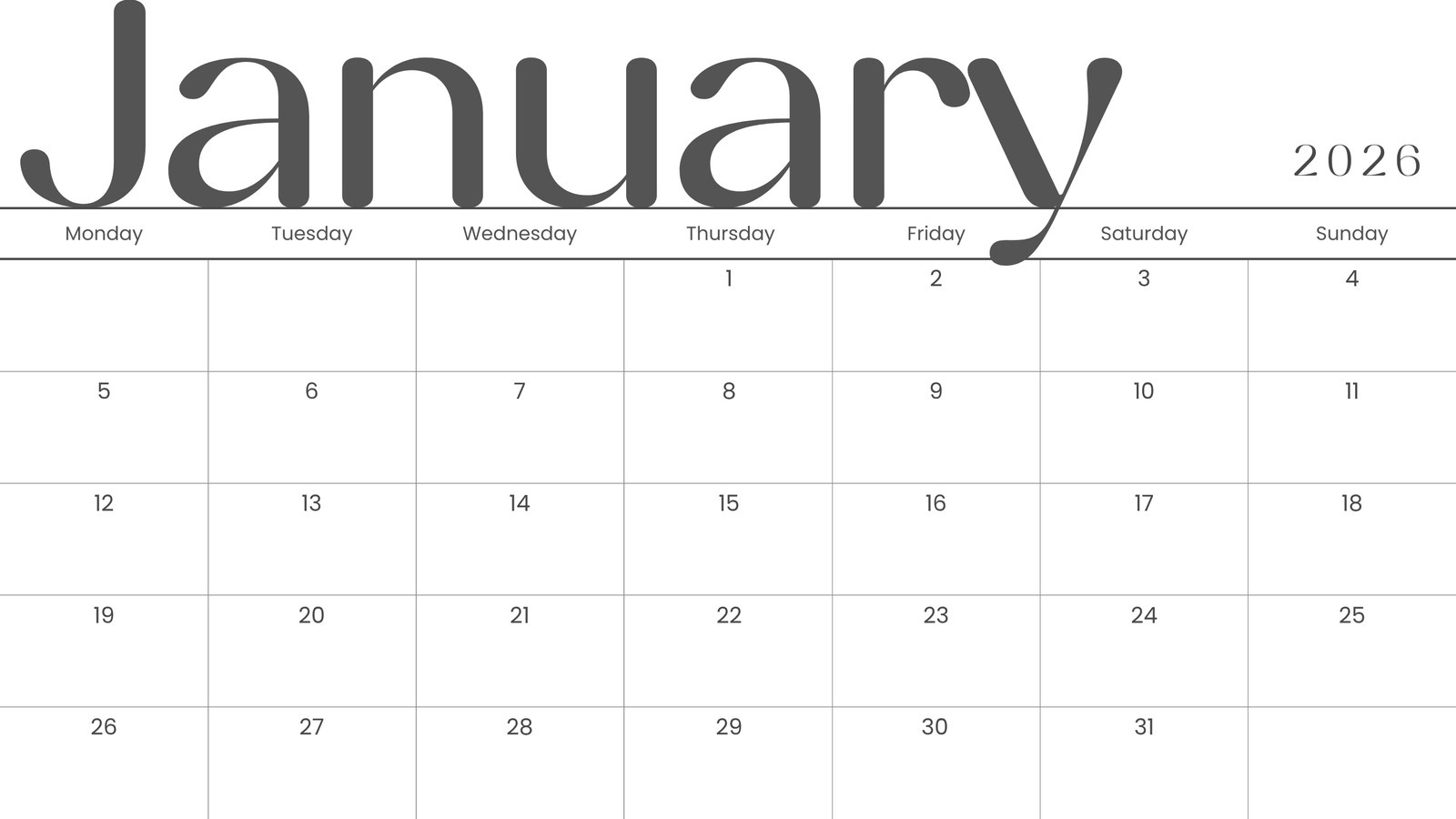 Free And Editable January 2026 Calendar Templates | Canva with regard to January 2026 Calendar Printable