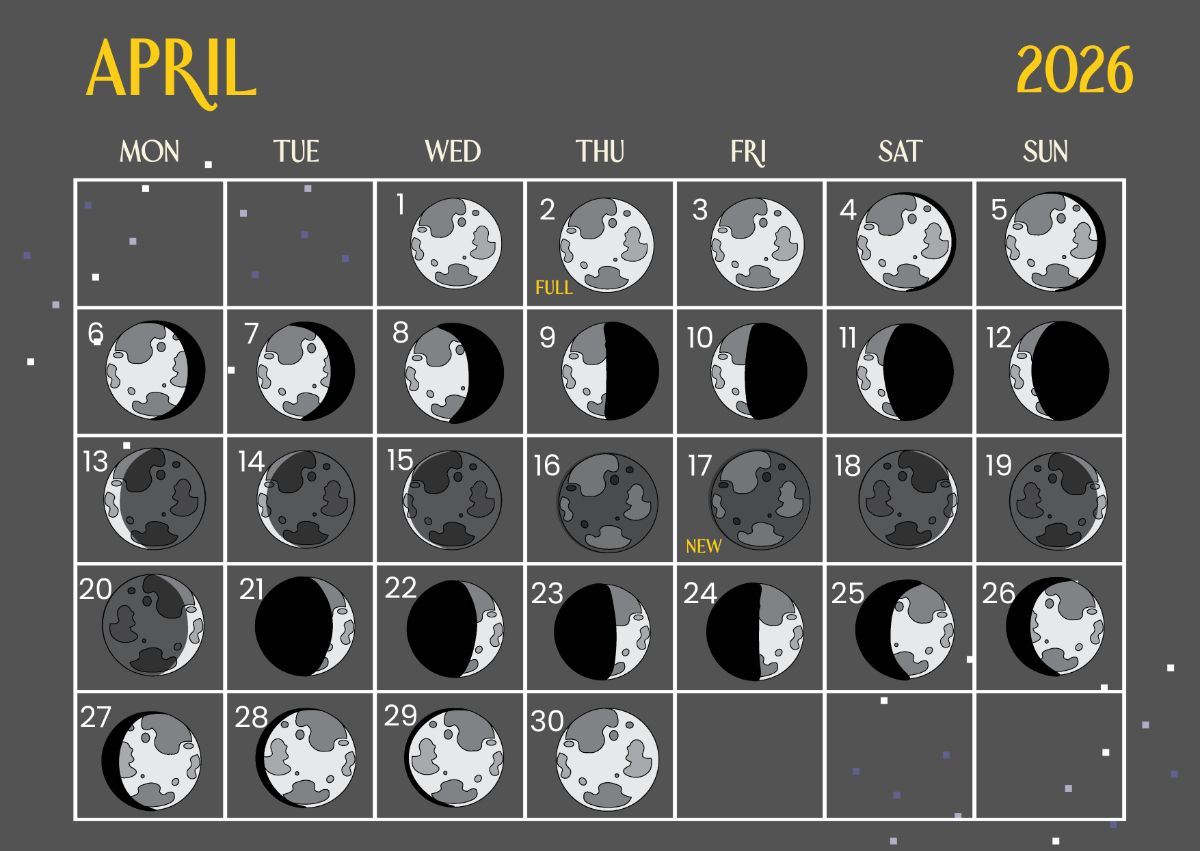 Free April 2026 Calendar With Moon Phases Template To Edit Online throughout Moon Phase Calendar 2026 Usa