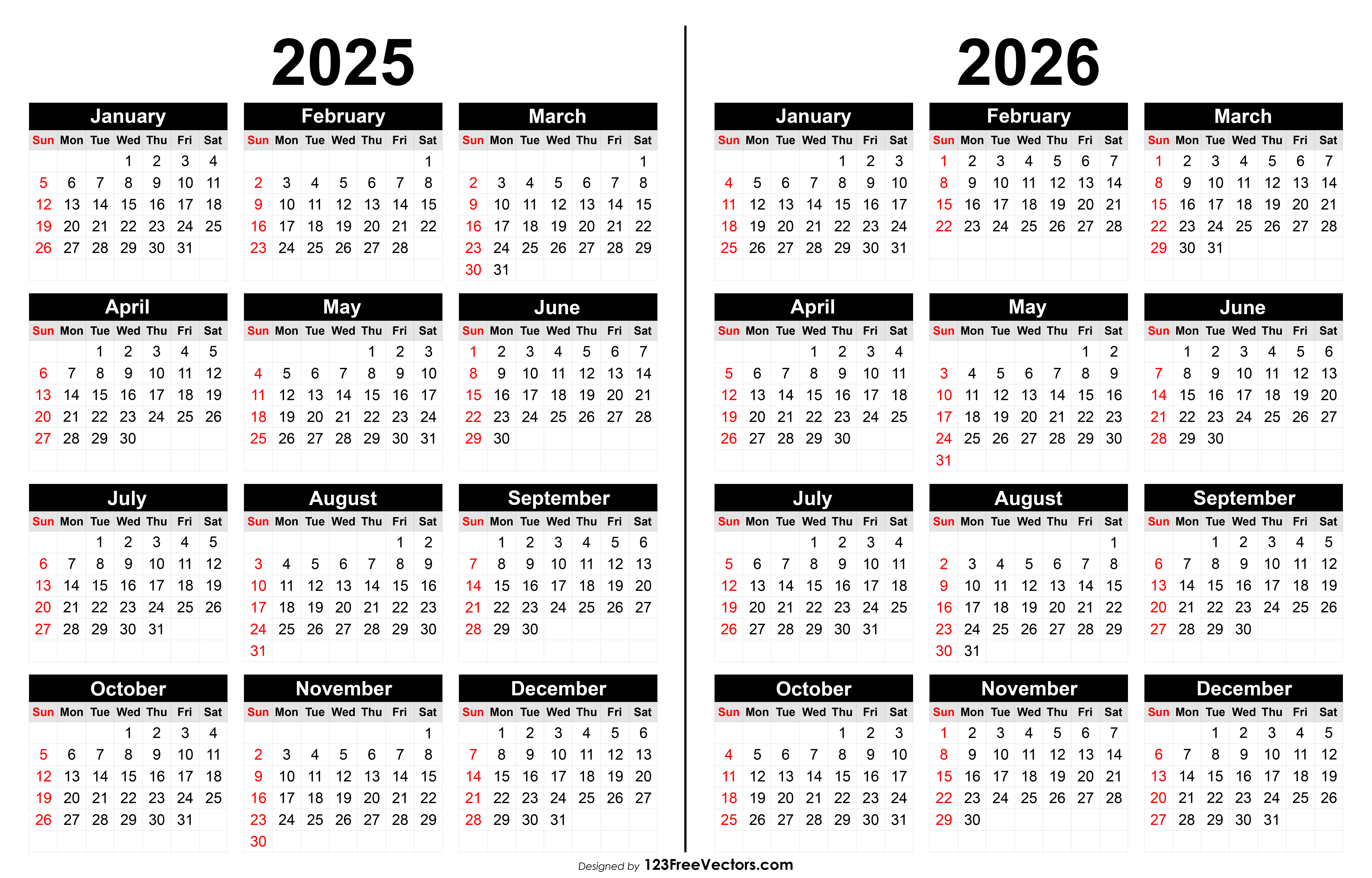Free Download 2025 And 2026 Calendar Printable within 2025 2026 Calendar Printable Free