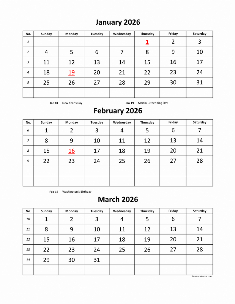 Free Download Printable Calendar 2026, 3 Months Per Page, 4 Pages within 3 Month Printable Calendar 2026