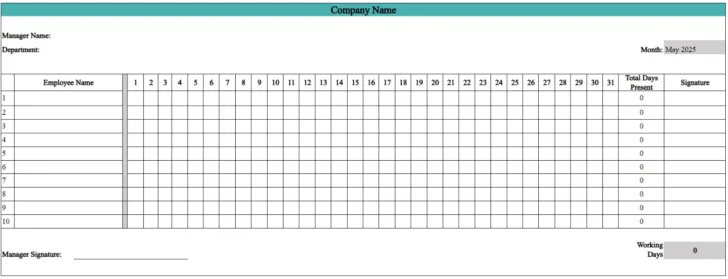 2026 Employee Attendance Calendar Printable Free 2026 Employee Attendance Calendar Printable Free