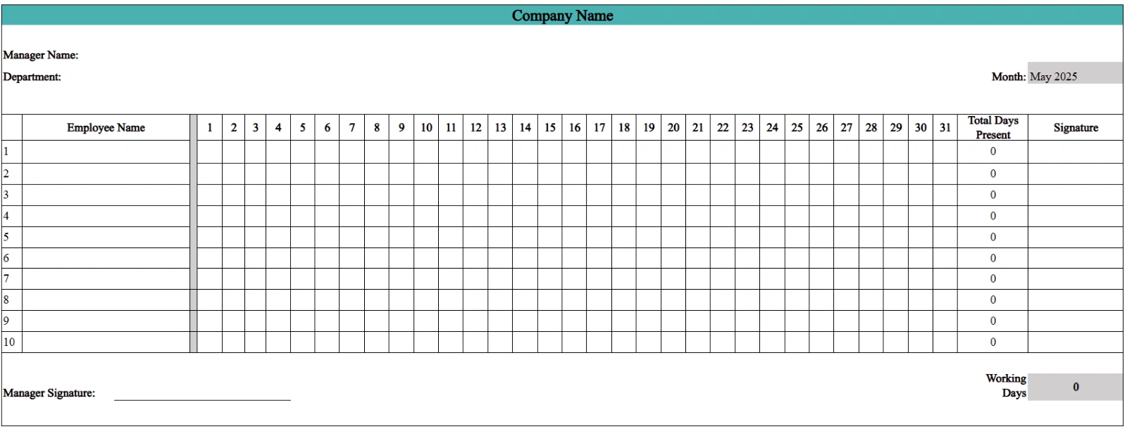 Free Employee Attendance Calendar Templates 2025 with 2026 Employee Attendance Calendar Printable Free