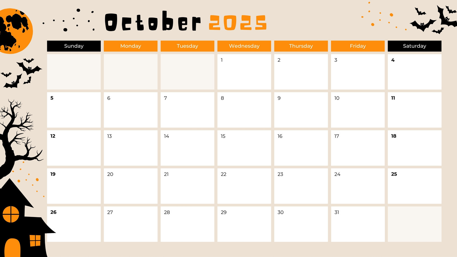 Free October 2025 Calendar Templates To Customize | Canva within Free October Calendar 2025