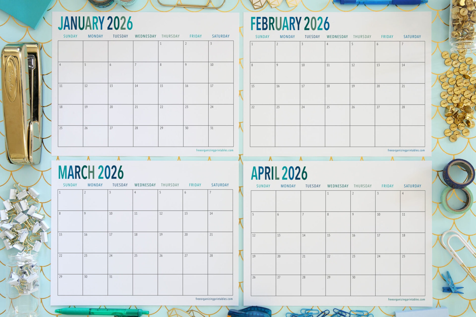 Free Printable Calendar 2026 | Free Organizing Printables with regard to January to April 2026 Calendar Printable