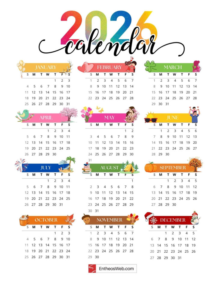 2026 Calendar Free Printable One Page