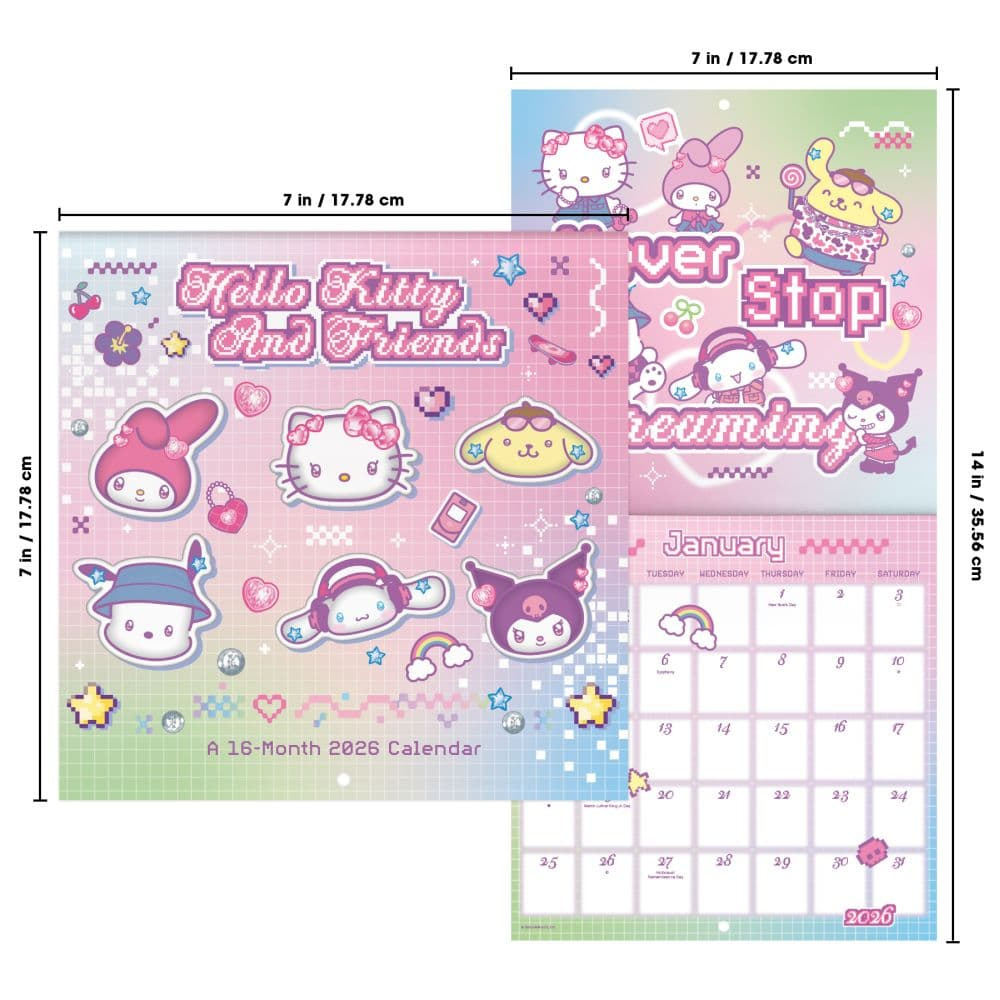 Hello Kitty 2026 Mini Wall Calendar - Calendars inside Hello Kitty Calendar 2026 Printable