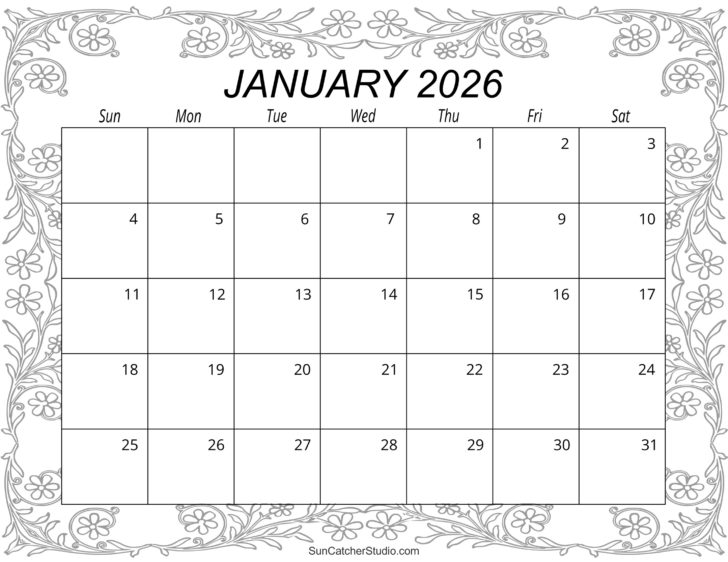Free Printable Calendar January 2026