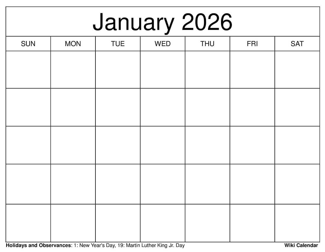 January 2026 Calendar - Printable Templates &amp;amp; More within January 2026 Calendar Page Printable