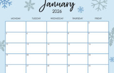January 2026 Calendars – 123 Free Printables | Printabulls in January 2026 Printable Calendar