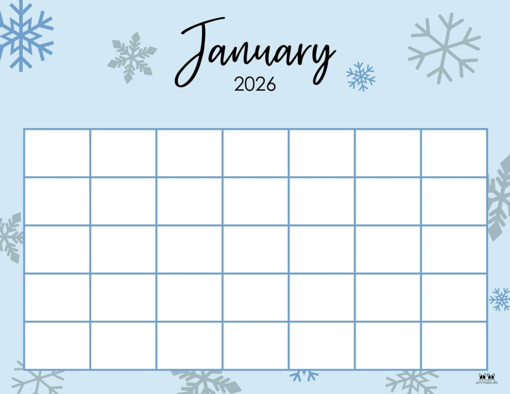 January 2026 Calendars - 123 Free Printables | Printabulls throughout Printable January 2026 Calendar Page