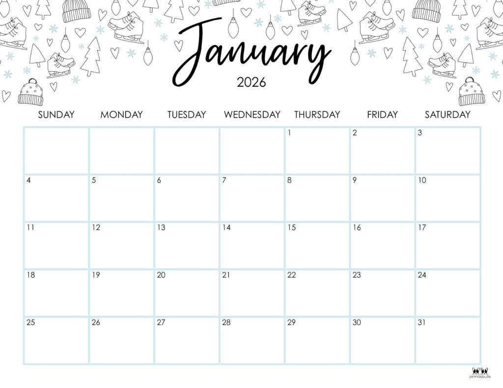 January 2026 Calendars - 123 Free Printables | Printabulls throughout With Holidays January 2026 Calendar Printable