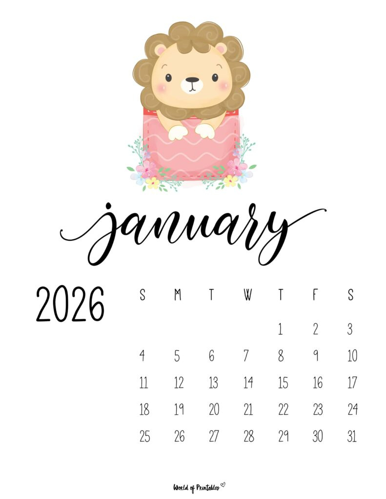 January 2026 Calendars - 200+ Free Printable Pdf Designs - World pertaining to Cute Printable January 2026 Calendar