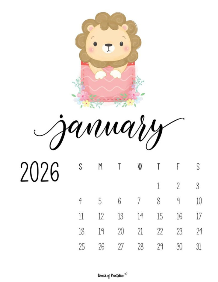 January 2026 Calendar Printable Cute January 2026 Calendar Printable Cute