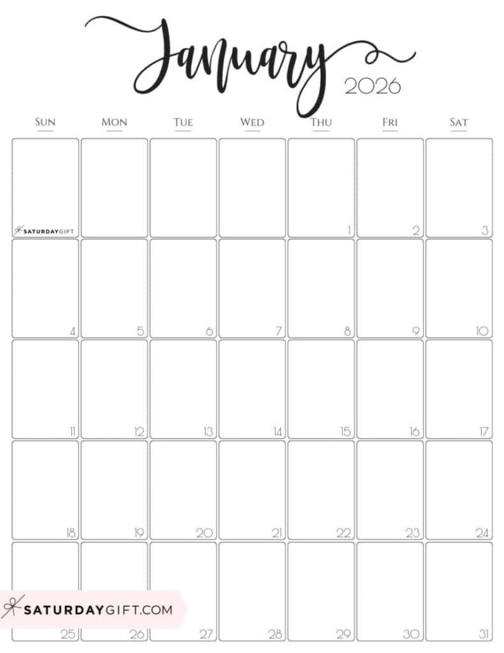 Free Printable Printable January 2026 Calendar Free Printable Printable January 2026 Calendar