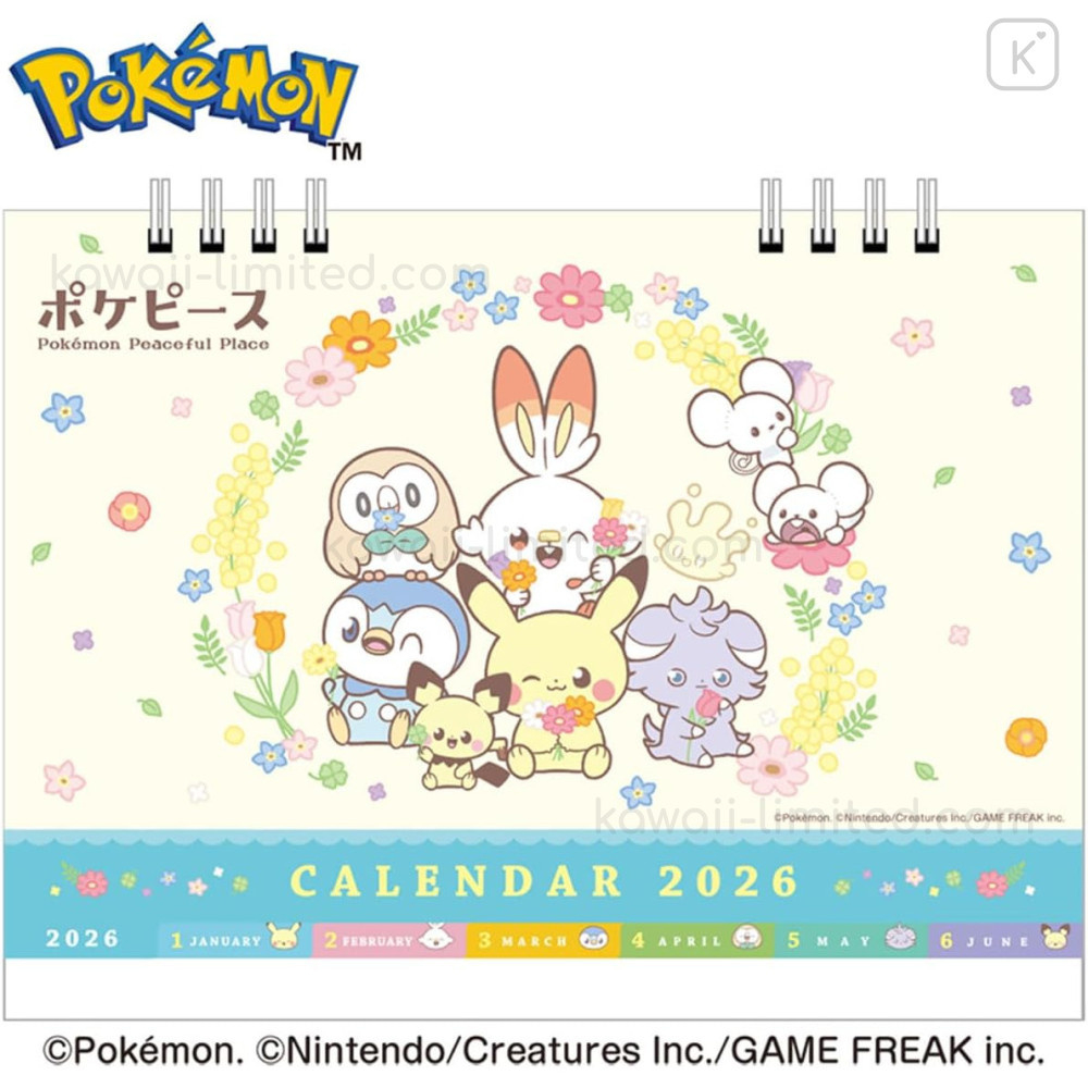 Japan Pokemon Desk Calendar - Pocket Monster : Pokepeace Happy 2026 for Pokemon 2026 Desk Calendar