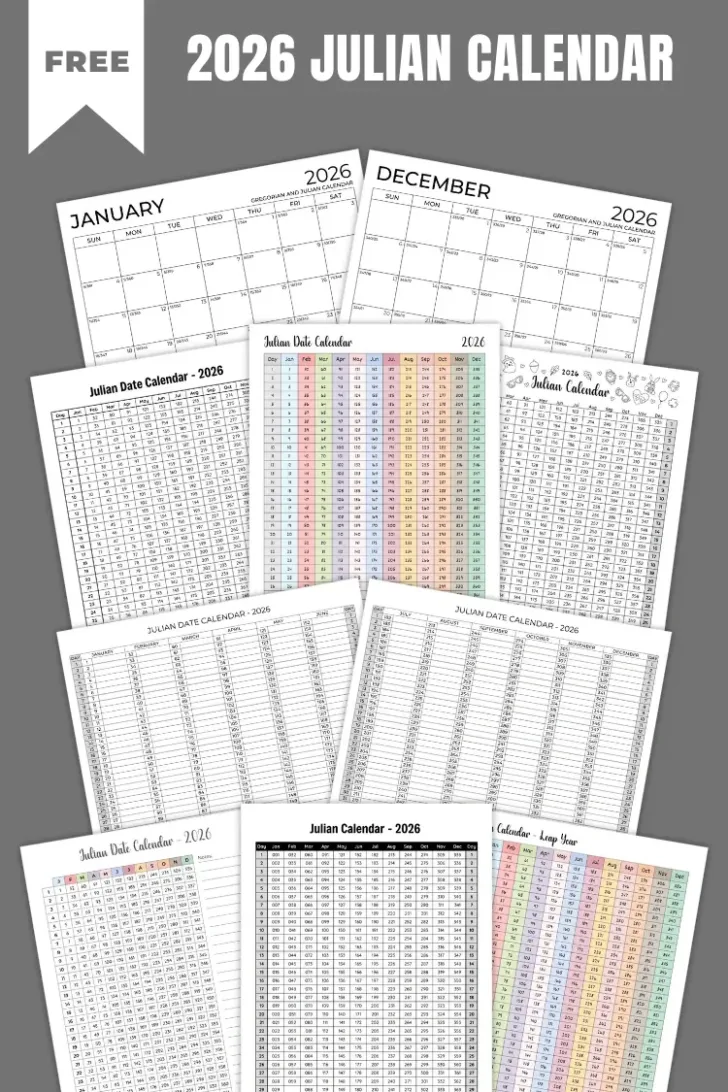 Free Printable Julian Calendar 2026 Free Printable Julian Calendar 2026