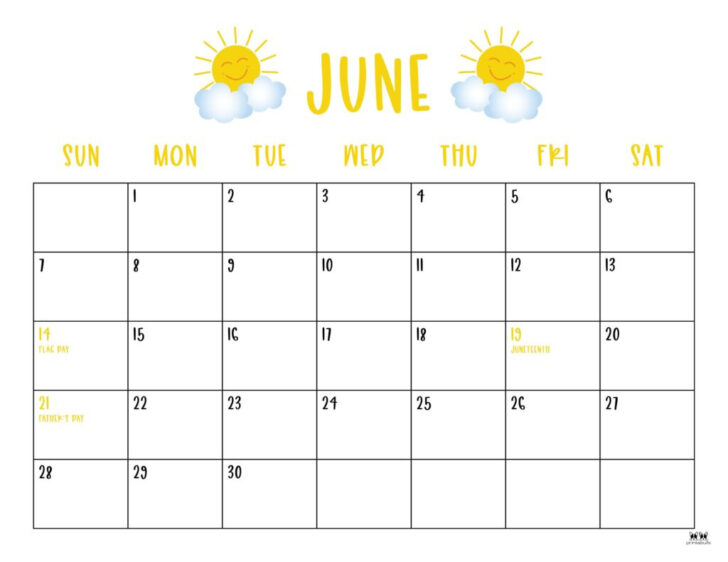 Free Printable June 2026 Calendar