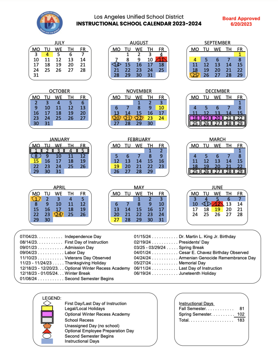 Lausd 2025 26 Calendar - Productivity Calendar Template with Lausd 2025 to 2026 Calendar Printable